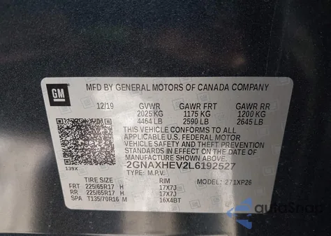 2020 Chevrolet Equinox Fwd Ls from USA, damaged, VIN 2GNAXHEV2L6192527